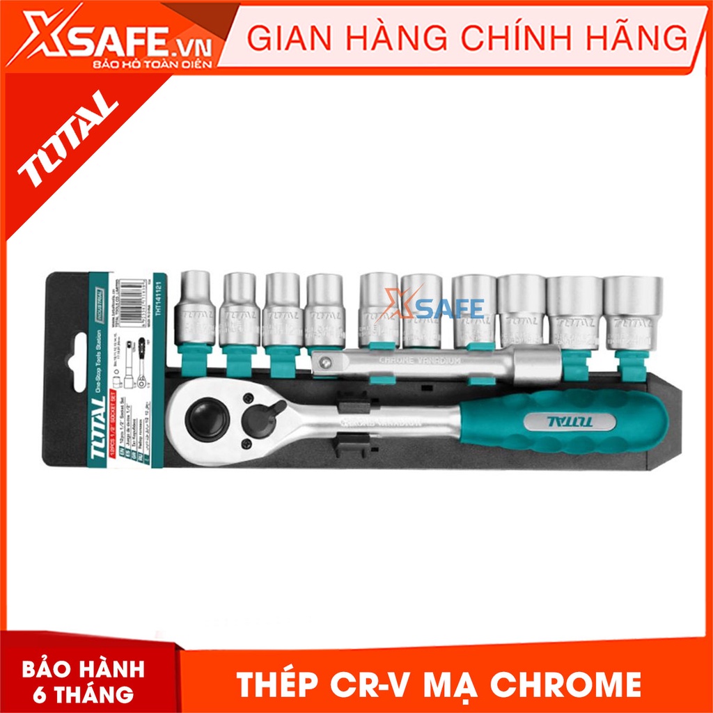 Bộ cờ lê 2 chiều kèm 11 phụ kiện TOTAL THT141121 1/2&quot; size 10-24mm. Socket 50BV30 Thép CrV chất lượng cao mạ chrome