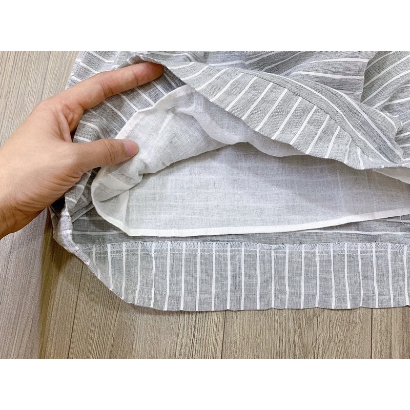 Váy smock kẻ ghi Liebe-HÀNG SALE KO ĐỔI TRẢ