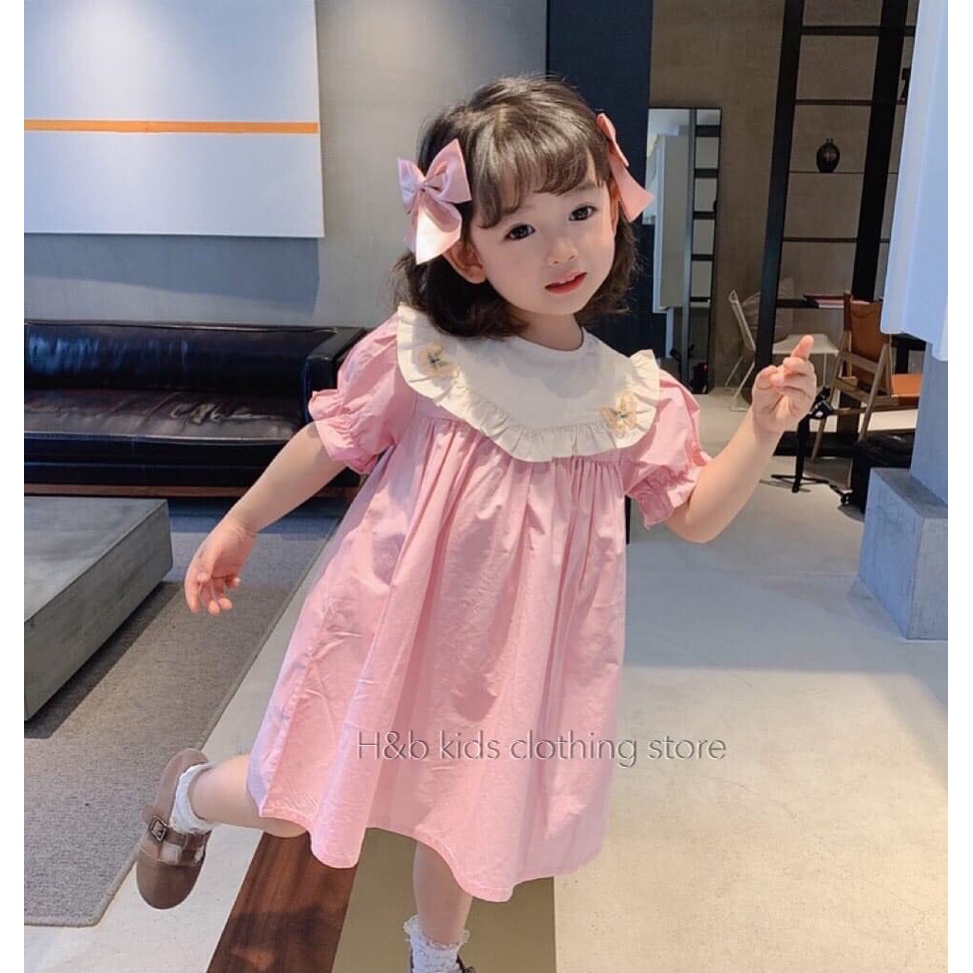 Váy bé gái công chúa 2022 ba màu hồng phấn, xanh ngọc và hồng, từ 10 - 40kg, thiết kế Joli KIds
