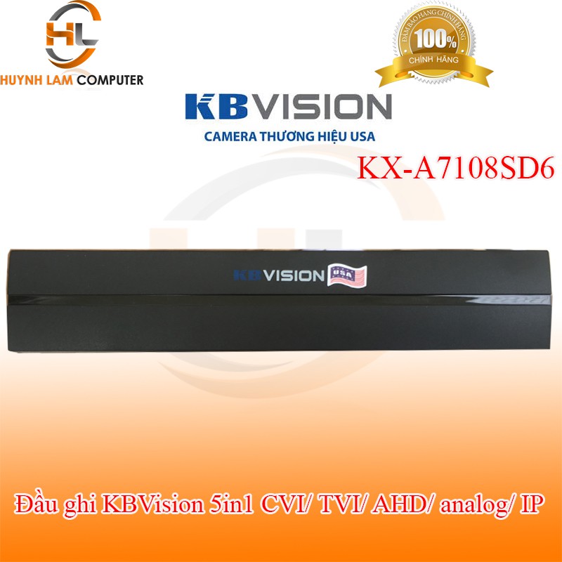 Đầu ghi KBVSION KX-A7108SD6 8 kênh 5 in 1 - hỗ trợ camera đến 2.0 Mp và 2 kênh IP chính hãng