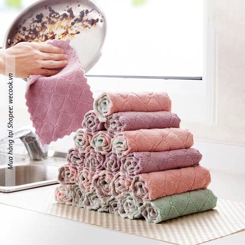 Set 10 khăn lau bếp đa năng WECOOK mặt tiện dụng - Siêu thấm nước, mềm mịn, kháng khuẩn - Dễ giặt sạch, phơi nhanh khô