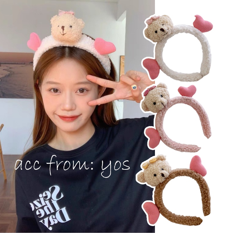 Băng đô cài tóc mặt gấu - tim hồng xinh xắn HOT TREND cho nữ