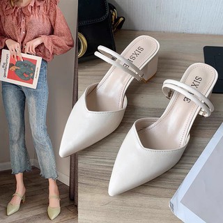 Giày cao gót mũi nhọn 2 dây quai ngang 5 phân a32
