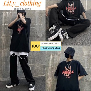 Áo phông nam nữ dáng rộng unisex [QUẢNG CHÂU+VIDEO ẢNH THẬT] Áo thun unisex form thụng rộng hình ngầu - taobao có sẵn