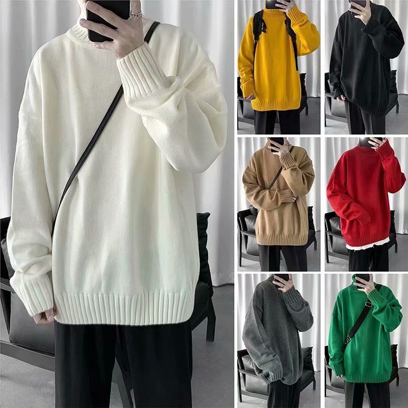 Áo Sweater Cổ Lọ Dáng Rộng Dày Dặn Phong Cách Hàn Quốc Cho Nam Giới