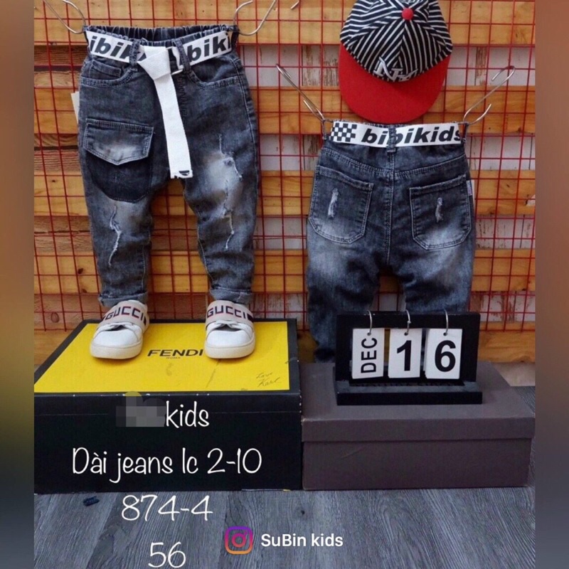 Quần jeans trẻ em SBQB006 sz 10-18kg quần bò cho bé trai / bé gái rách vá chất lừ (hàng có sẵn, giao hỏa tốc) SUBIN KIDS