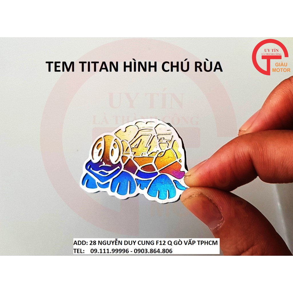 MIẾNG TEM TITAN HÌNH CHÚ RÙA DÁN TRANG TRÍ XE