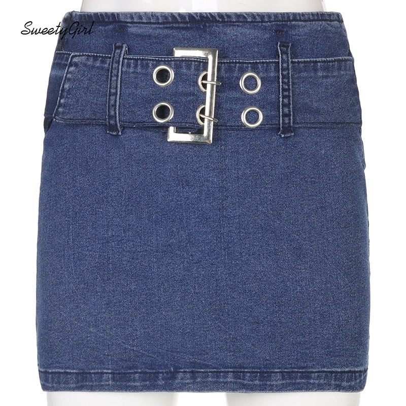 Chân váy jean Lưng Cao Màu Trơn Phối Dây Kéo Phong Cách Thời Trang Đường Phố Dành Cho Nữ 2022