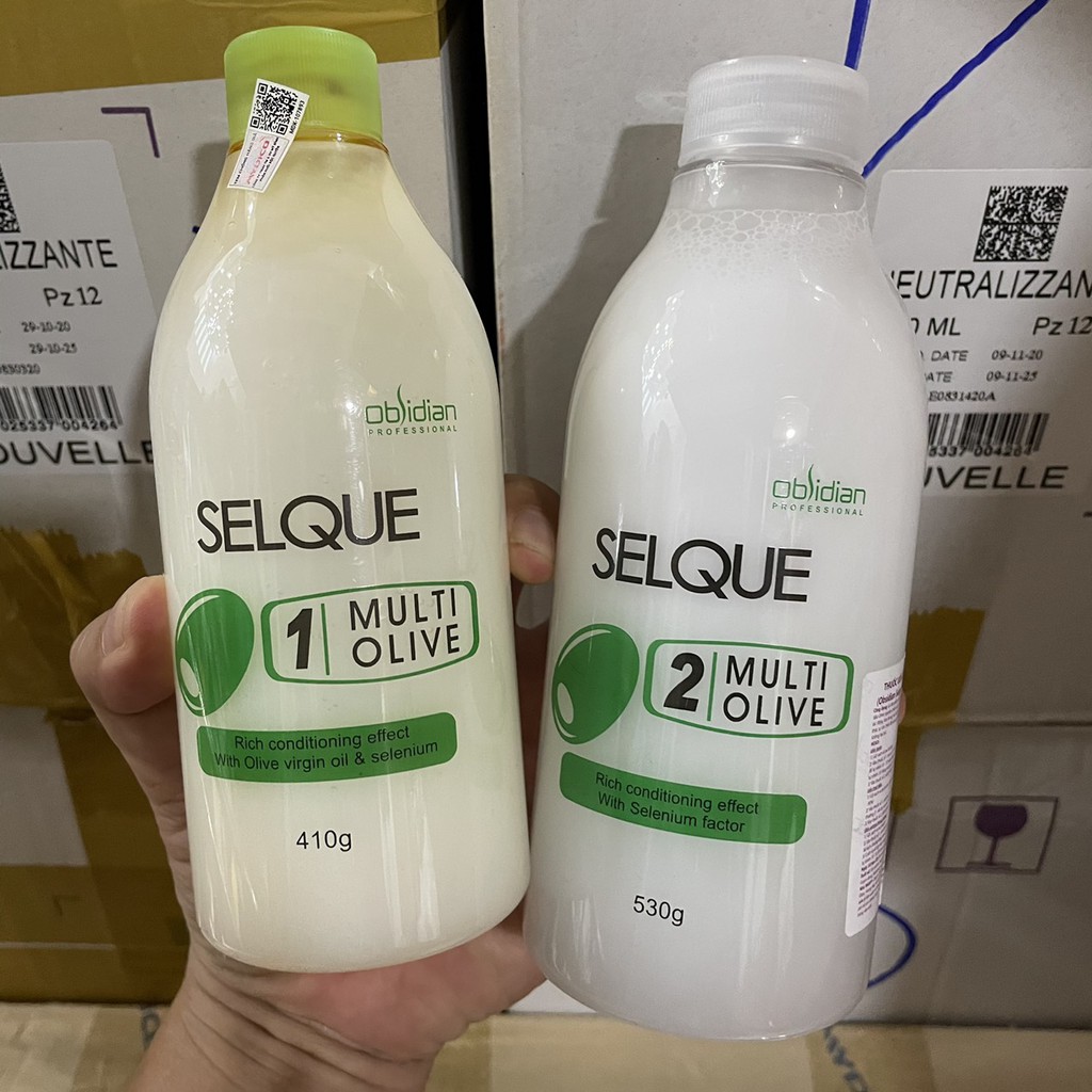 Thuốc uốn lạnh, uốn lạnh olive siêu xoăn Selque Obsidian cao cấp 410ml/530ml AZ008, thuốc uốn tóc tại nhà