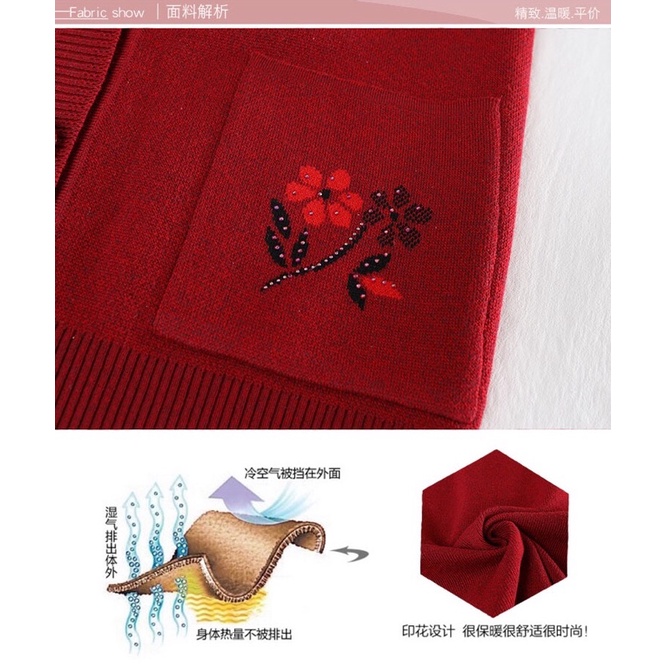 áo len bà già, cardigan len, áo khoác len trung niên