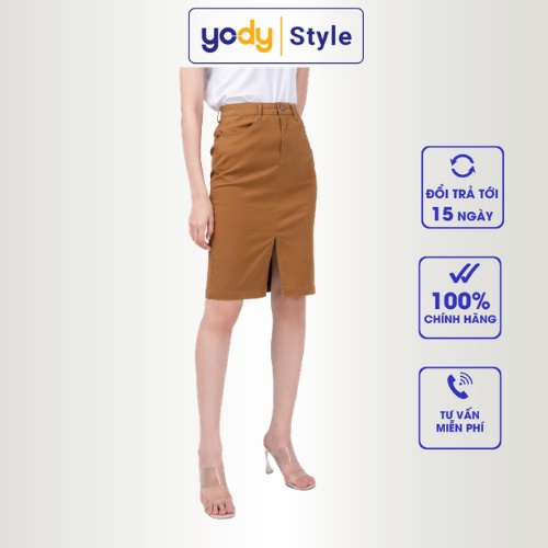 Chân Váy Ôm Dài Khaki Xẻ YODY Trẻ Trung Năng Động CJN4060