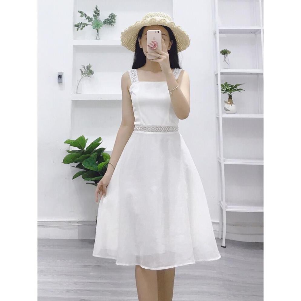 Váy trắng 2 dây ren đi biển/ đi chơi [GIÁ SỈ]