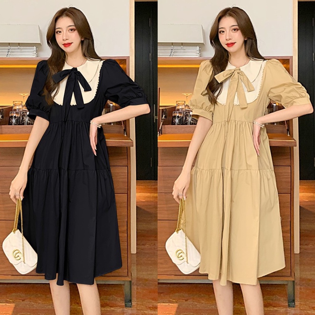 Đầm bầu mùa hècổ nơ thời trang thiết kế công sở xinh xắn tiểu thư MSP466 Mom and Baby