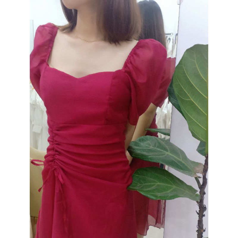 Đầm dự tiệc tay bồng rút hông 3 màu siêu xinh