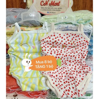 [✨Mẫu mới✨ 💖INBOX CHỌN MẪU💖] Bộ hotga 2 dây, bộ thun, chất mát, đồ bộ sơ sinh bé gái(size 3-12kg)