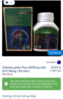 ( CHÍNH HÃNG ) ginkgo plus 6000 Úc