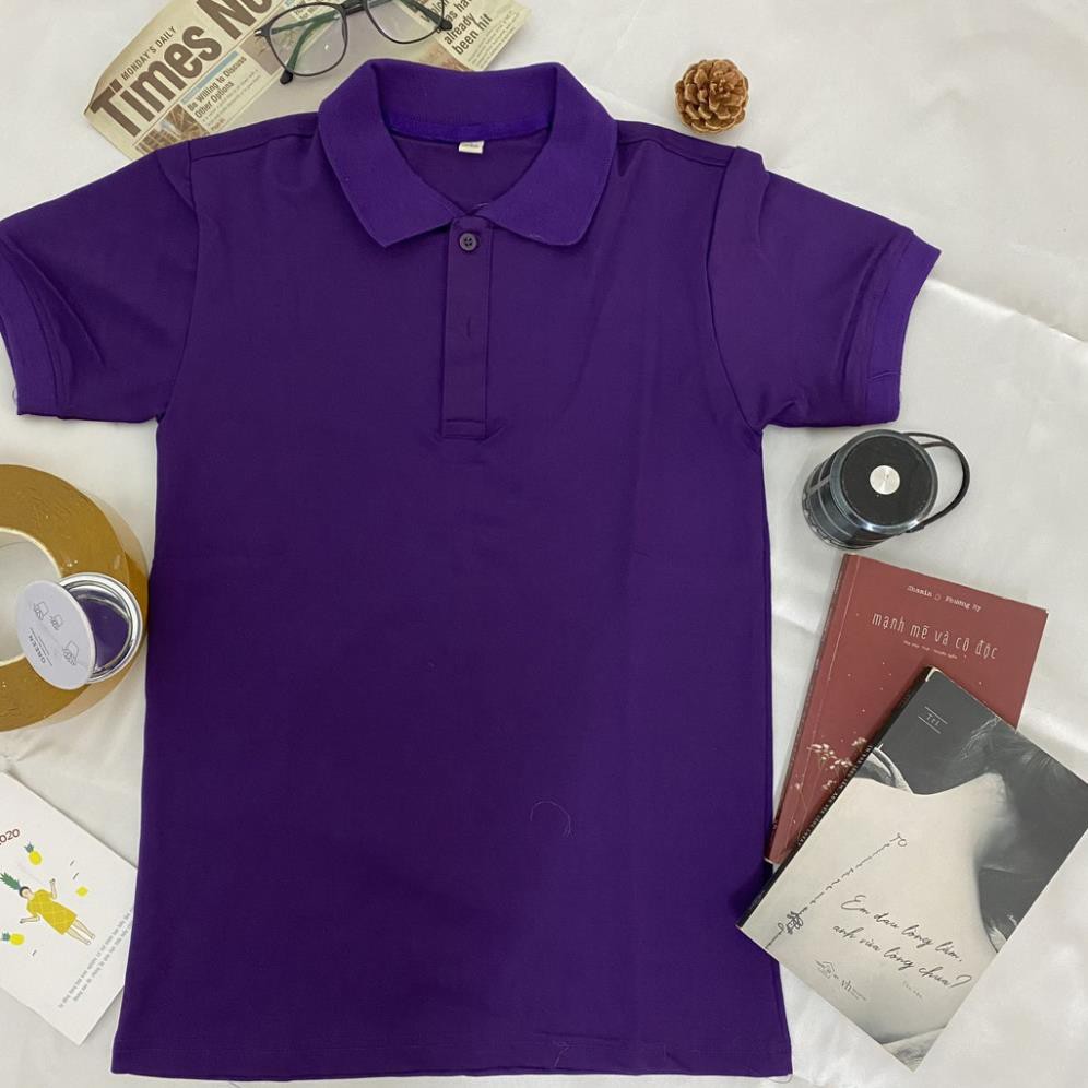 Áo phông nam nữ màu TÍM HUẾ chất LACOSTE THÁI mặc thoáng mát, lên form đẹp,có nhận in ấn theo yêu cầu ⚡