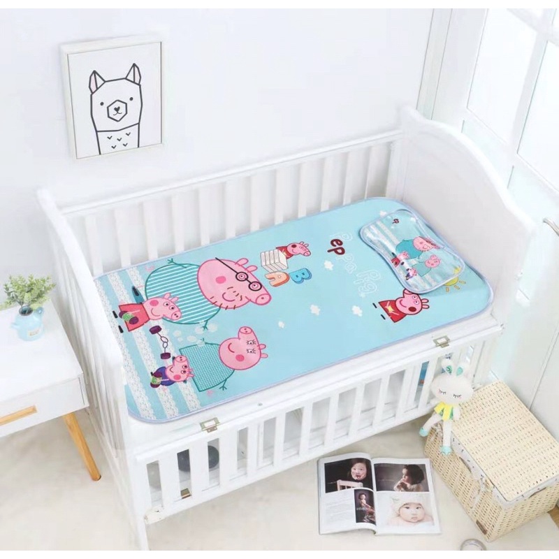 Chiếu Lụa Điều Hoà Cho Bé siêu đẹp siêu mát ( Size 60x100)kèm gối thảo dược