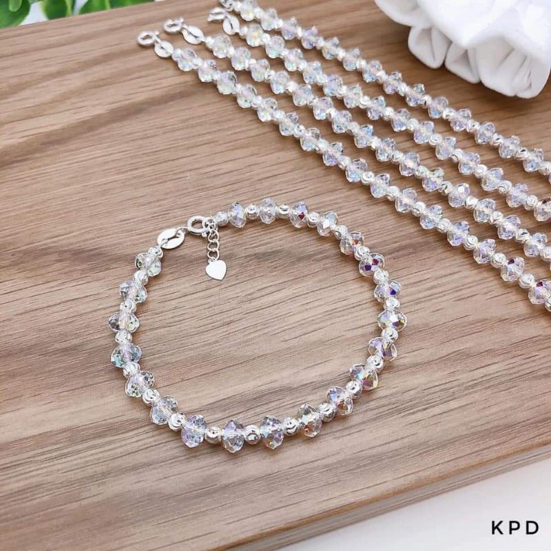 Lắc tay pha lê bạc lấp lánh 6LI