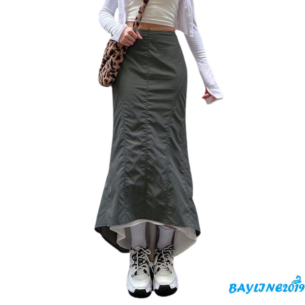 Chân Váy Đuôi Cá Lưng Cao Màu Sắc Tương Phản Thời Trang Mùa Hè Cho Nữ Size S/M/L/XL