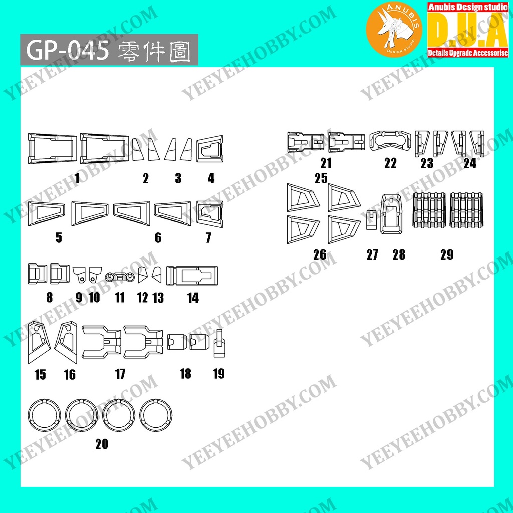 PHỤ KIỆN MOD ANUBIS - CHI TIẾT NHỰA MÔ HÌNH IN 3D CHO MG 1/100 MSN-00100 HYAKU SHIKI GP045