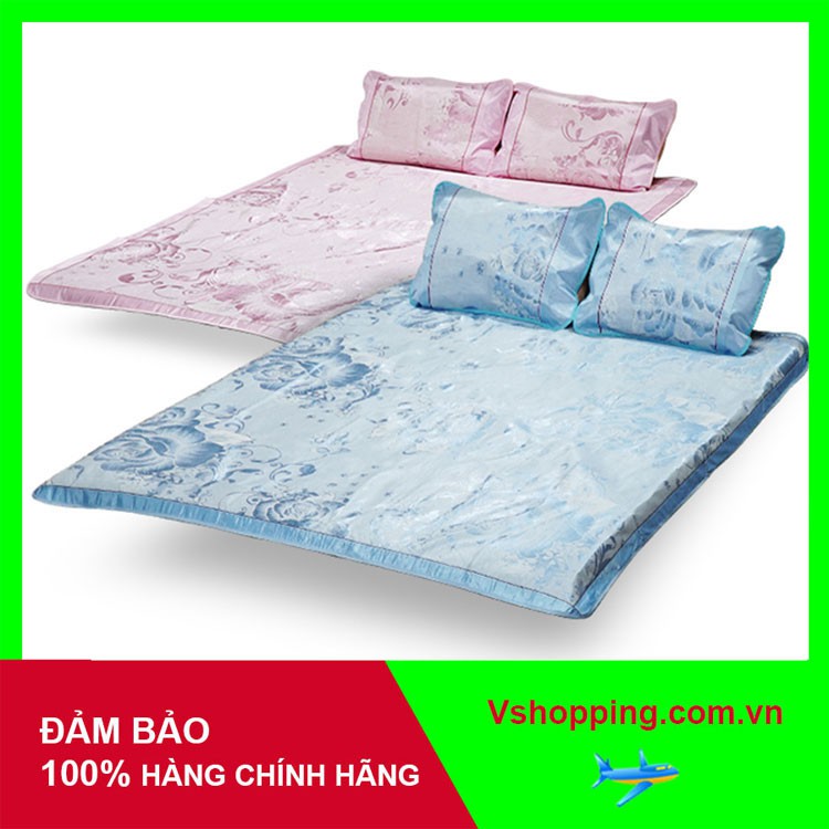 Newday - Bộ 02 chiếu lụa điều hòa Mhome Tặng 04 vỏ gối nằm