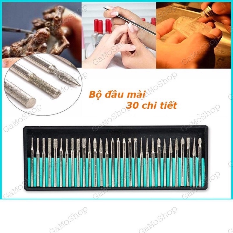 Bộ 30 mũi mài khắc chân 3mm dùng cho máy khoan mài mini