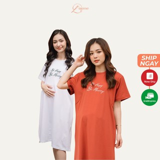 Đầm bầu mặc nhà Mommy Dress chất cotton mềm mát, có chỗ cho em bé tuti kín đáo by LAMME