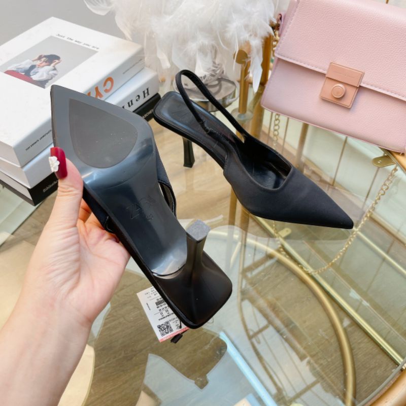 Giày 9p Xanh Lá Đen Sandal zara Lụa Mềm Êm Fullbox Tem Cao Cấp