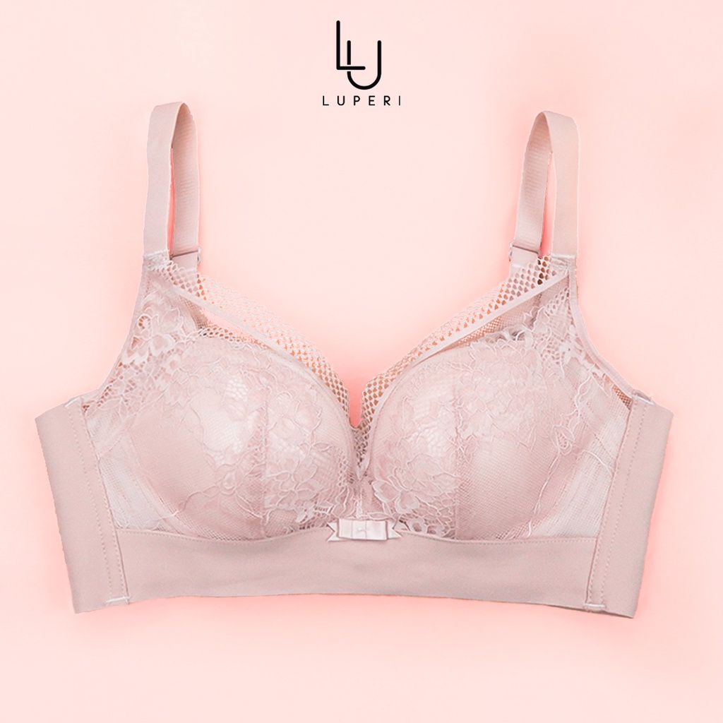 Áo Lót Không Gọng Đệm Dày LUPERI Phối Ren Nâng Đẩy Ngực Bản Lưng Không Đường May 3 Móc LUAL862