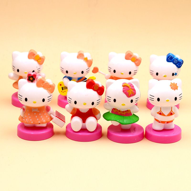 Set 8 Tượng Hello Kitty Mini Dễ Thương Dùng Để Trang Trí Bánh Kem