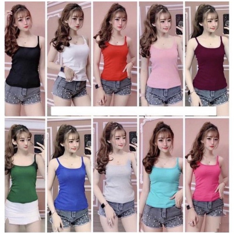 [CHỌN QUÀ] 😋🎁🎀 Combo 5 chiếc áo 2 dây cotton trơn đơn giản nhiều màu chất đẹp | BigBuy360 - bigbuy360.vn
