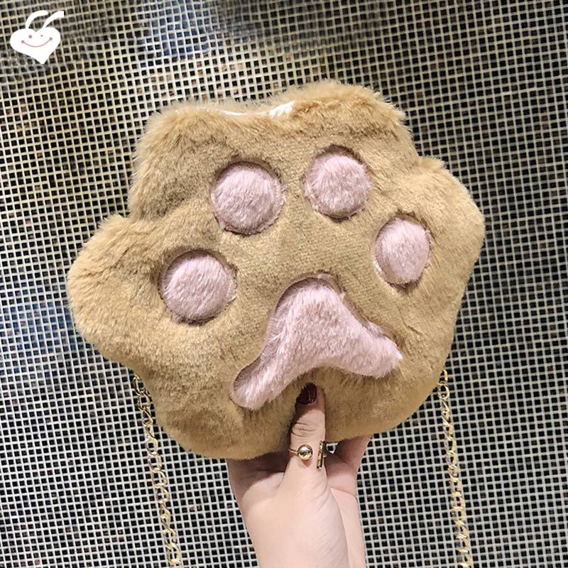 1 Túi Đeo Chéo Vai Hình Chân Mèo Dễ Thương Dành Cho Nữ Sinh