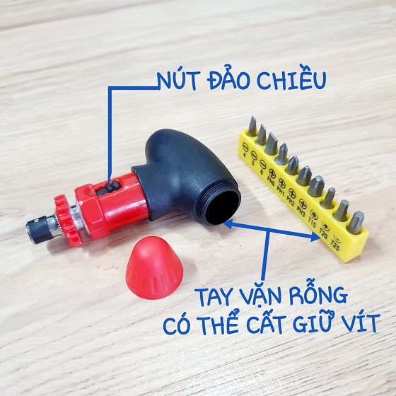 Bộ Dụng Cụ Vặn Vít 11 Món Gồm 1 Tay Vặn Chữ T Đảo Chiều + 10 Mũi Vít Khác Kích Cỡ Và Công Năng Đa Dụng