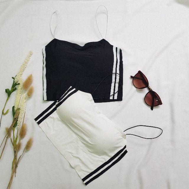 ÁO BRA 2 DÂY SU ĐÚC PHỐI MÀU ĐEN TRẮNG THỂ THAO SÀNH ĐIỆU - ÁO TẬP YOGA, GYM