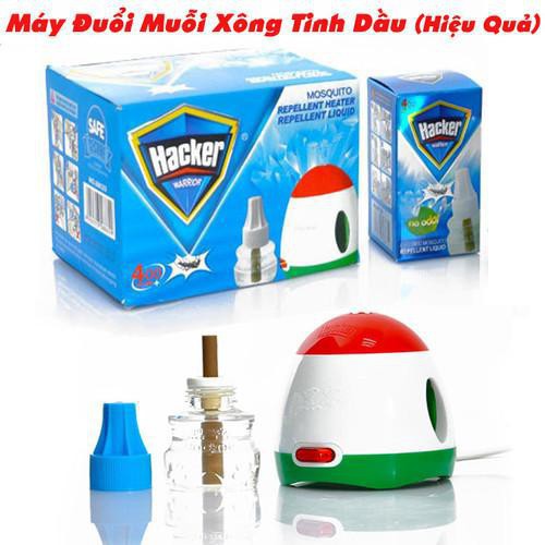 MÁY ĐUỔI MUỖI XÔNG TINH DẦU HACKER + KÈM LỌ TINH DẦU 45ML ( TỔNG KHO GIA DỤNG GIÁ SỈ  )