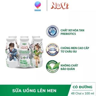 Combo 12 Chai NuVi Sữa Chua Uống Lên Men Tự Nhiên/ Cam/ Dâu Chai 100ml - NUTIFOOD - YOOSOO MALL