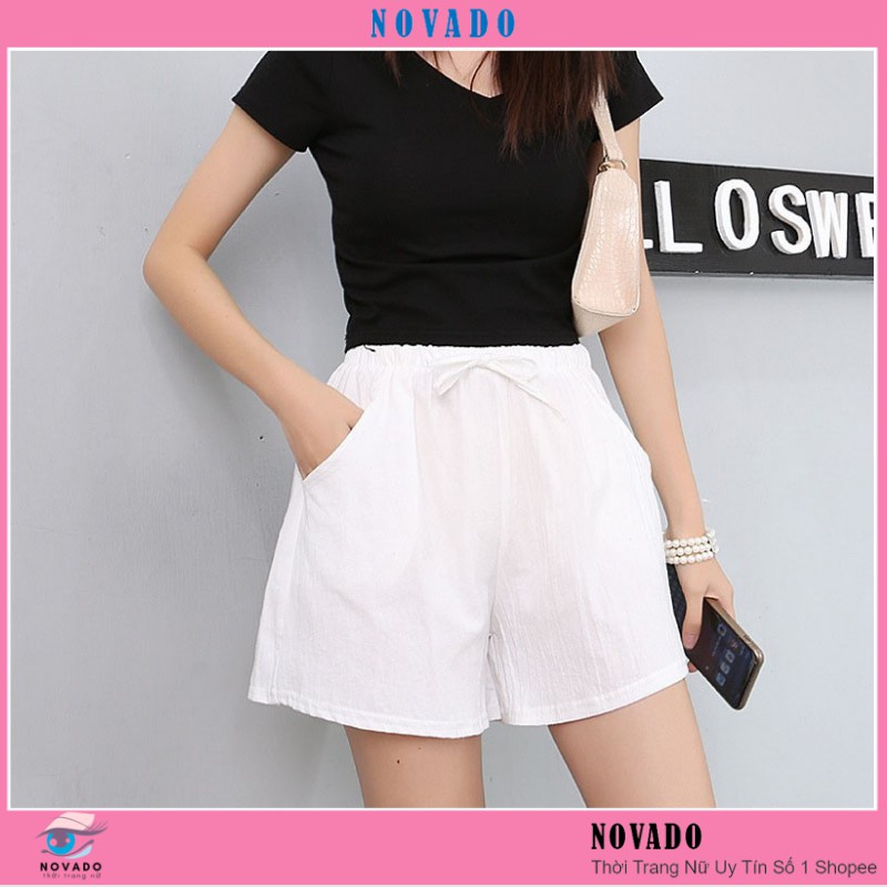 Quần short nữ - Quần cộc nữ chất đũi ống rộng thoáng mát NOVADO chất vải mềm mại thoáng mát thoải mái QC02