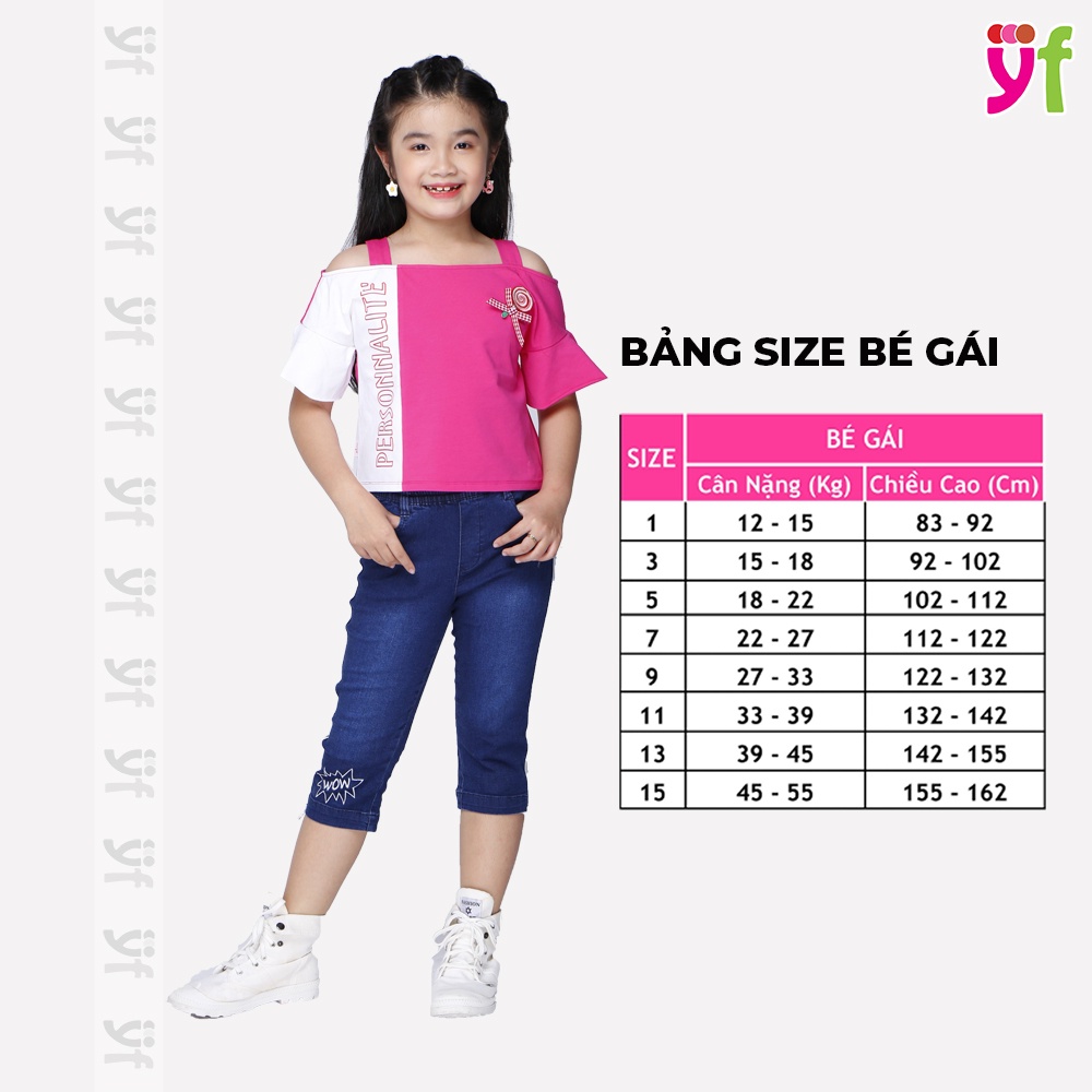 Áo Thun Bé Gái Hở Vai Thiết Kế Tay Lửng YF - 9AX323