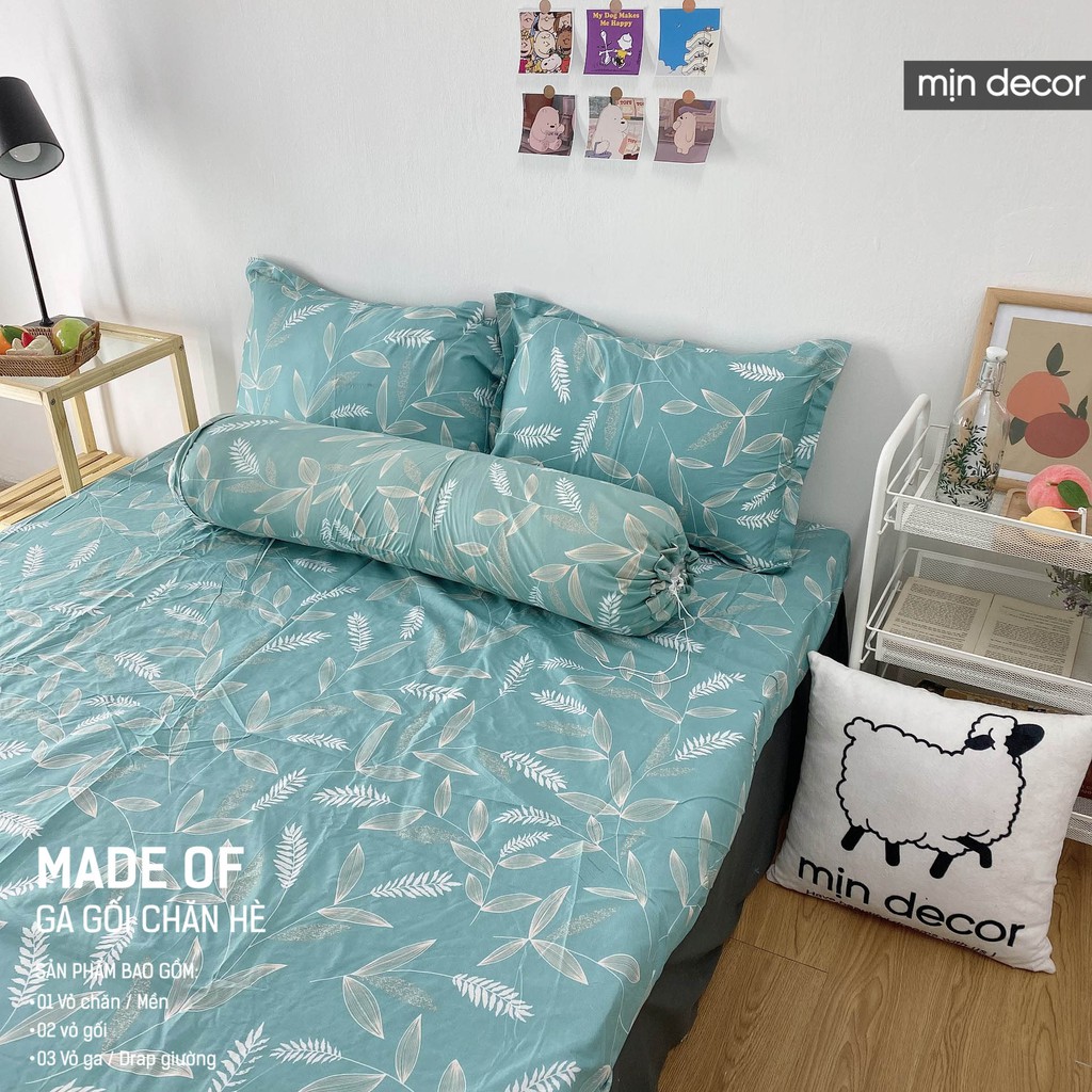 [Mẫu Mới 2021] Bộ Ga Giường Cotton 3D Mịn Decor - Drap Giường + 2 Vỏ Gối In 3D Ga Chun Mềm Mịn Nhiều Màu Sắc