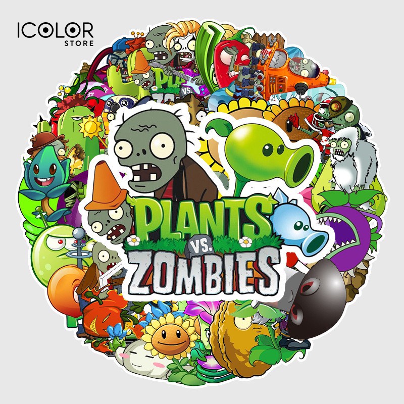 Sticker chủ đề plants vs zombies chống nước, dán mũ bảo hiểm, vali, laptop, ván trượt 101