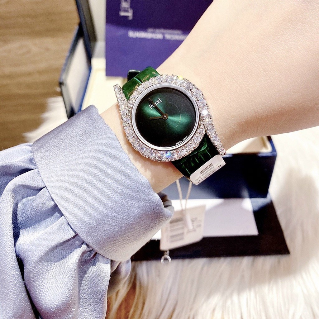 Đồng hồ nữ PIAGET nữ mặt đá swarovki dây da loại PIN