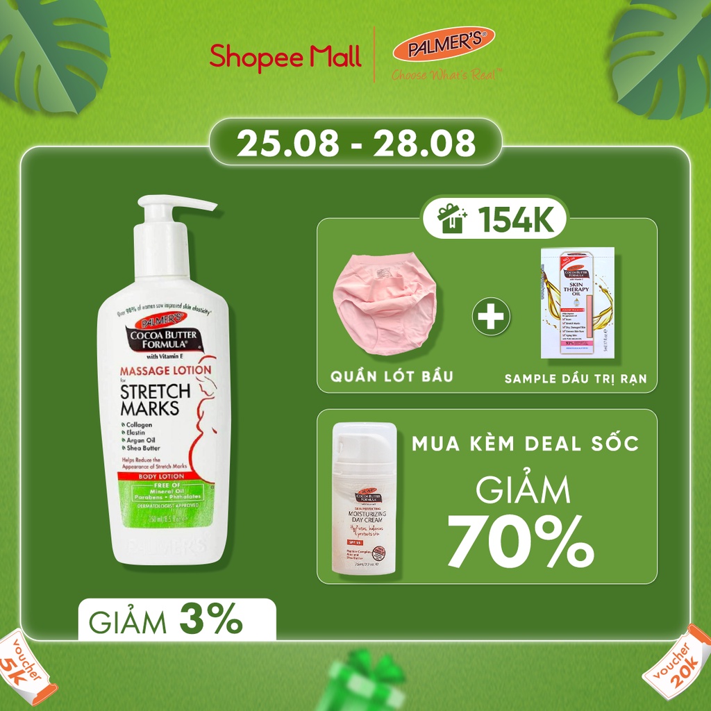 Lotion ngăn ngừa và làm giảm rạn da khi mang thai Palmer's 250ml