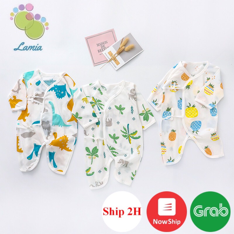 Body Cotton Dài Tay Thu Đông Buộc Chéo Cho Bé Trai Bé Gái