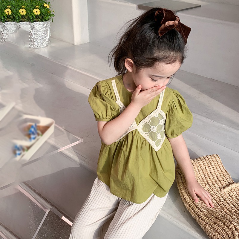 Bộ Áo Sơ Mi + Quần Dài Thời Trang Mùa Hè Hàn Quốc Cho Bé Gái