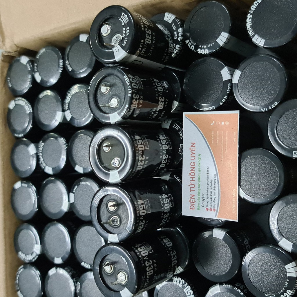 Combo 2 tụ 330UF 450V, Tụ nhôm phân cực áp cao chuyên dùng cho máy điện tử, máy giun. Kích thước 40x30mm