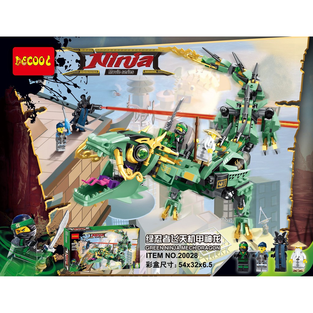 (CÓ SẴN) lắp ráp mô hình Ninjago Movie 70612 Rồng Máy Xanh Khổng Lồ Của Các Ninja 06051, decool 20028