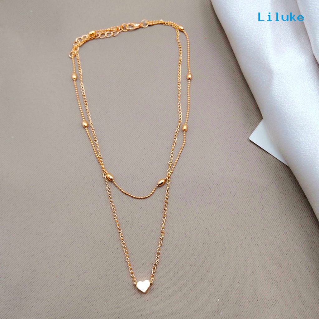 Vòng cổ Hợp Kim Hai Lớp Trang Trí Ngọc Trai Xinh Xắn Cho Nữ