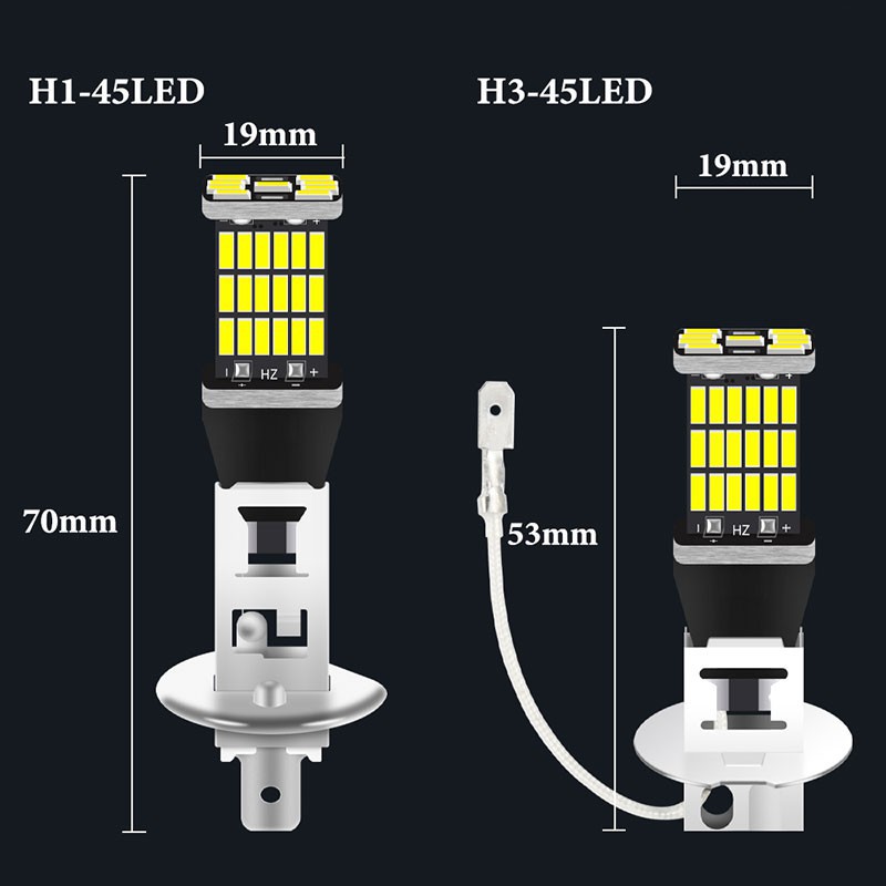 Đèn Pha Chạy Ban Ngày Kevanly 45 Bóng LED H1 H3 3014 12V Cho Xe Hơi