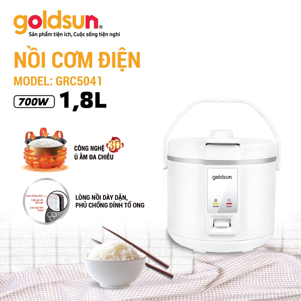 Nồi cơm điện 3D dung tích 1,8L Goldsun GRC5041